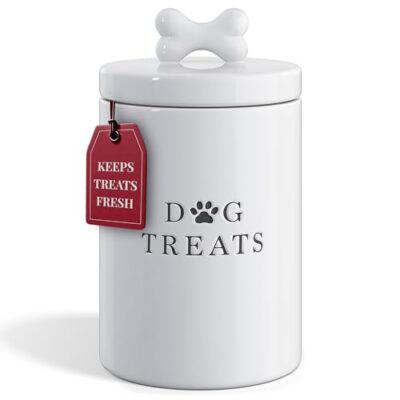 Barnyard Designs Ceramic Dog Treat Container with Airtight