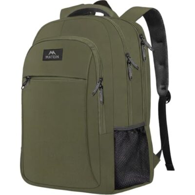 MATEIN Green 15.6 Inch Travel Laptop Backpack, Sturdy Computer Bag for Work | Lightweight Water Resistant, Anti Theft Pocket, Fashion Traveling Daypack, Casual College Office Bag, Gifts for Women Men