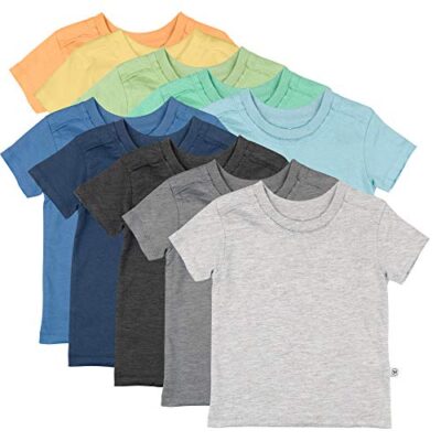 HonestBaby 10-Pack Short Sleeve T-shirts Baby, Toddler, Little Kids, Boys, Girls, Unisex, Rainbow Boy, 3T